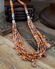  Schaef Designs Orange Spiny & Sterling Silver Vintage Charm Necklace | Arizona 