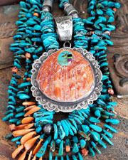 Schaef Designs Square Turquoise Concho Stacked Southwestern Pendant | New Mexico