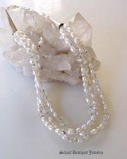 Schaef Designs Pearl Crystal & Bling 3-strand adjustable necklace for Rocki Gorman Pendant  | Schaef Designs Southwestern Turquoise Jewelry| San Diego, CA 