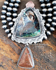 Schaef Designs Petrified Opal Copper  & Sterling Silver Southwestern Pendant | New Mexico