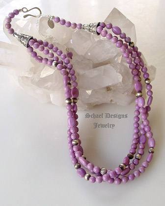 Schaef Designs three strand adjustable lavendar phosphosiderite & antique silver bead necklace | Schaef Designs Southwestern Turquoise Jewelry| online jewelry boutique | San Diego, CA 