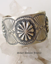 Vincent Platero Repousse sterling silver Cuff Bracelet | Vintage revival Collection | online upscale native american, equine, southwestern jewelry gallery | Schaef Designs artisan hand crafted Jewelry | San Diego CA 