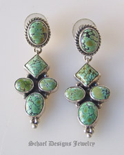  Artist signed P S Frank Turquoise Dangle Earrings Native American Turquoise Jewelry | Schaef Designs Collectible artisan handcrafted Southwestern & Equine Jewelry | San Diego CA 