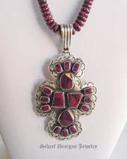  Leroy James purple spiney oyster shell & sterling silver artist signed collectible cross pendant on purple spiny oyster shell necklace by Schaef Designs  | online upscale native american jewelry boutique gallery| Schaef Designs Southwestern turquoise Jewelry | San Diego, CA 