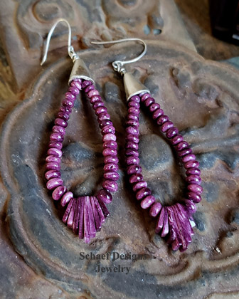 Native American Purple Spiny Oyster Shell Jacla WIRE Earrings | Schaef Designs | Arizona