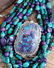 Schaef Designs Purple Turquoies & Stamped Sterling Silver Southwestern Pendant | Arizona