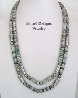 Schaef Designs Denim Lapis & Sterling Silver bead necklace set | New Mexico 