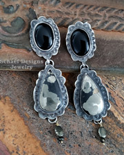 Schaef Designs Black Onyx Pyrite & Briolette Post Earrings | New Mexico