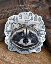  Schaef Designs Raccoon & Sterling Silver Lodge Pendant | New Mexico 