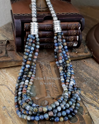 Schaef Designs rainbow dumortierite & sterling Silver 6 strand southwestern necklace | Arizona