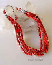 Beautiful Red Coral & Sterling Silver Necklace great for Rocki Gorman Pendants |Schaef Designs Jewelry | San Diego CA 