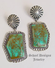  Southwestern Royston Turquoise Native American Navajo W. Denetdale Post  Earrings | upscale online Native American Southwestern Equine Jewelry gallery boutique | Schaef Designs artisan hand-crafted jewelry | San Diego CA