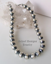  Schaef Designs 14mm oxidized sterling silver Navajo Pearls Southwestern necklace | New Mexico 