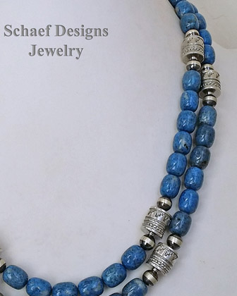 Schaef Designs Denim Lapis & Sterling Silver bead necklace set | Arizona 