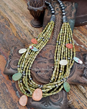 Schaef Designs Serpentine Tab Navajo Pearl Multi Strand Necklace | New Mexico 