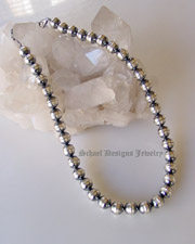  Oxidized antiqued vintage sterling silver bead 10 mm single strand necklace  | upscale online Native American Southwestern Equine Jewelry gallery boutique | Schaef Designs artisan hand-crafted jewelry | San Diego CA 