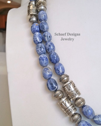 Schaef Designs Sodalite Barrel Beads & sterling silver Southwestern basics necklace set | New Mexico