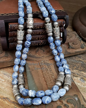 Schaef Designs Sodalite Barrel Beads & sterling silver Southwestern basics necklace set | Arizona