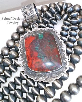  Schaef Designs Sonoran Sunrise & Hand Stamped Sterling Silver Southwestern Pendant | New Mexico 