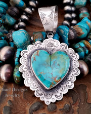 Schaef Designs Kingman Turquoise & Sterling Silver Southwestern Heart Pendant | Arizona