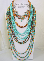 Schaef Designs Spiny oyster, turquoise & Sterling Silver Necklace Pairings | New Mexico