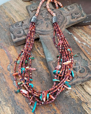 Schaef Designs Spiny Oyster Heishi & Tab Multi Strand Necklace | New Mexico 