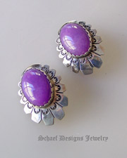 Sugilite & Sterling Silver signed Native American Clip Earrings | Upscale online Southwestern, Equine, & Native American Jewelry Gallery Boutique | Schaef Designs artisan handcrafted Jewelry | San Diego CA