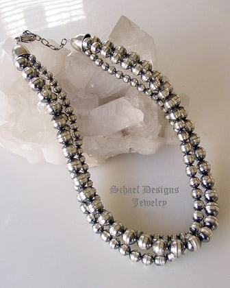 Schaef Designs Oxidized Antiqued Sterling Silver 3 Strand Southwestern Necklace for Rocki Gorman Gary G Schaef Designs & Dan Dodson Pendants | upscale online Native American Southwestern Equine Jewelry gallery boutique | Schaef Designs artisan hand-crafted jewelry | San Diego CA 