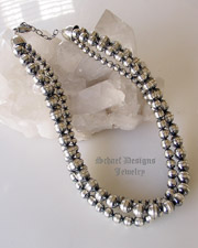 Schaef Designs 3 strand 6mm, 8mm & 10mm Oxidized Sterling Silver bench bead necklace | Schaef Designs artisan handcrafted Southwestern, Native American & Equine Jewelry | Online upscale southwestern equine jewelry boutique gallery | San Diego CA  