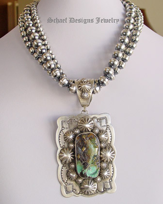 Schaef Designs Oxidized Antiqued Sterling Silver 3 Strand Southwestern Necklace for Rocki Gorman Gary G Schaef Designs & Dan Dodson Pendants | upscale online Native American Southwestern Equine Jewelry gallery boutique | Schaef Designs artisan hand-crafted jewelry | San Diego CA
