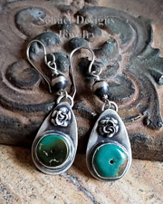 Schaef Designs Old Style Turquoise Bead & Sterling Silver TAB Earrings | Arizona