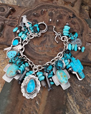  Schaef Designs Turquoise Nugget & Sterling Silver Charm Bracelet | Arizona