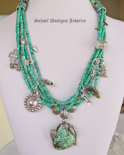Schaef Designs turquoise charm necklace with native american jewelry | treasure necklace | Totem Animal Jewelry | Upscale online Southwestern, Equine, & Native American Jewelry Gallery Boutique | Schaef Designs artisan handcrafted Jewelry | San Diego CA