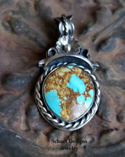 Old Coin & Turquoise Sterling Silver Southwestern Pendant | Arizona