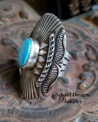 Southwestern Turquoise & Sterling Silver LARGE Concho Ring | Schaef Designs Jewelry | Arizona