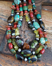 Schaef Designs Turquoise Apple Coral Amber Necklace Set | New Mexico