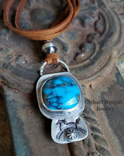 Schaef Designs Morenci Turquoise Indian Pony Deerskin Necklace | Arizona 