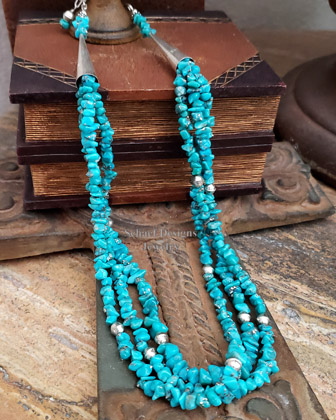 12mm Turquoise & antique Sterling Silver bead Necklace for Rocki Gorman Pendants  | Schaef Designs southwestern Turquoise jewelry | San Diego, CA 