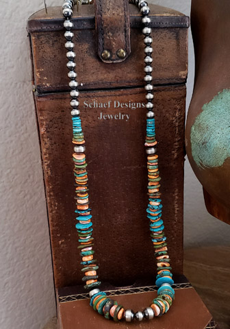 Schaef Designs Orange Spiny Turquoise Southwestern Necklace | Arizona 