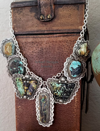  Schaef Designs Turquoise Totem Animal necklace with lizard, butterflies, turtles, and frogs | Arizona