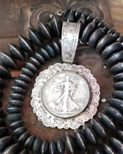 Schaef Designs Waling Liberty Half Dollar Southwestern Pendant | Arizona