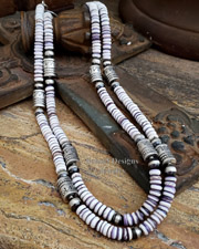 Schaef Designs Purple Wampum & Sterling Silver Southwestern Tube Bead Necklace Set | Arizona