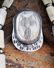 Schaef Designs Carved Antler Wolf Pendant | Arizona