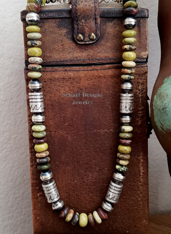  Schaef Designs yellow turquoise & sterling silver tube bead Southwestern basics necklace | Arizona