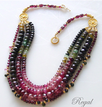 Shaded Tourmaline, Garnet, & Gold Vermeil Necklace