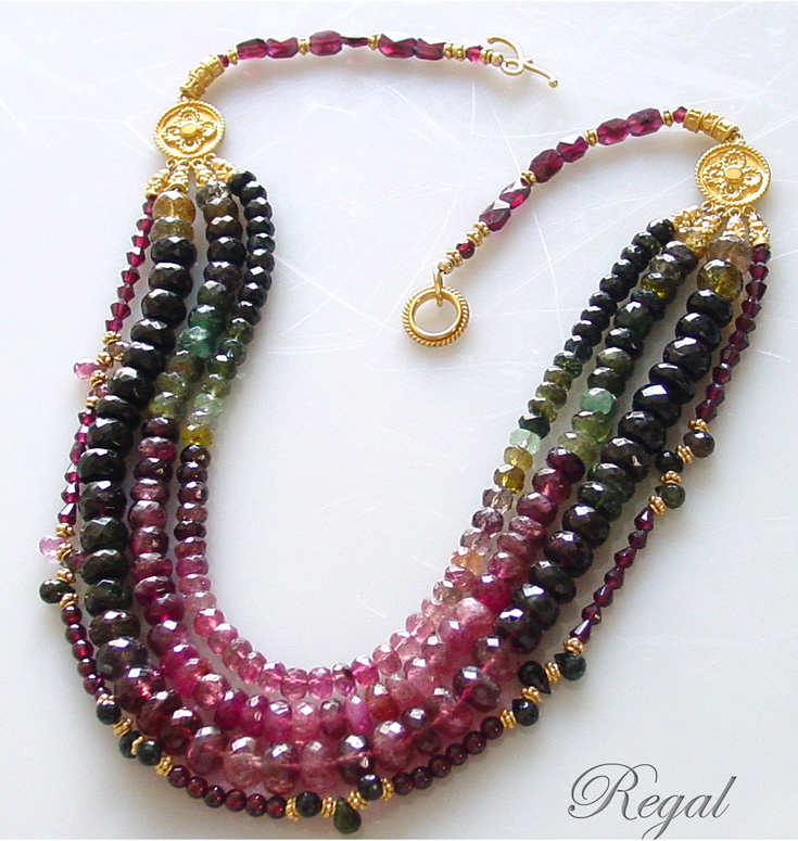 Shaded Tourmaline, Garnet, & Gold Vermeil Necklace