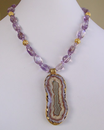 Amethyst Slab & 24kt Gold Vermeil amethyst necklace | Schaef Designs artisan handcrafted gemstone Jewelry | upscale online jewelry gallery boutique | San Diego, CA