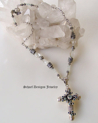 Pale Blue Topaz, Aquamarine, & Sterling Silver Gemstone Necklace with Sterling Silver & Blue Topaz Pendant