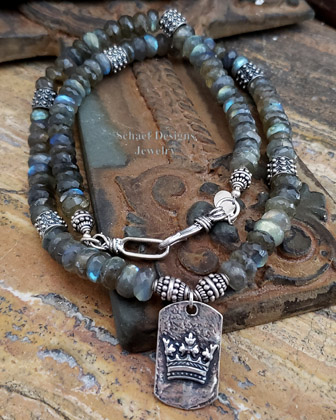 Schaef Designs labradorite sterling silver crown tag necklace | Arizona 