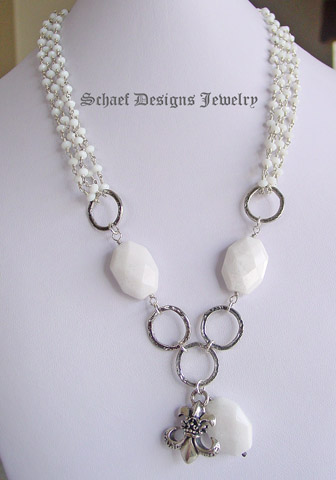 Schaef Designs White opal quartz & Sterling Silver gemstone necklace| Arizona 